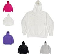 Genérico Women's Rhinestone Pullover Sparkling Casual Crewneck Sweatshirt, Y2K Shiny Casual Hoodie,Shiny Long Sleeve Pullover Tops with Pocket,Womens Cute Rhinestone Pullover Sweatshirt (White,L)