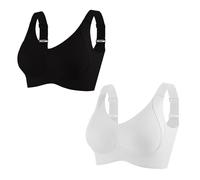 Genérico Women's Ribbed Push Up Adjustable Wireless Bra, Womens Four Rows Adjustable Bras, Adjustable Padded Everyday Bra (2pcs-B,13XL)