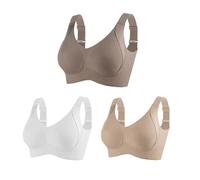 Genérico Women's Ribbed Push Up Adjustable Wireless Bra, Womens Four Rows Adjustable Bras, Adjustable Padded Everyday Bra (3pcs-A,13XL)