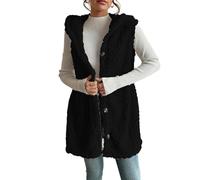 Genérico Womens Sleeveless Sherpa Vest Long Sleeveless Jacket Casual Warm Zip Up Fuzzy Fleece Cardigan Sweater (3,S)