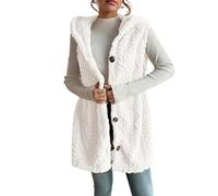 Genérico Womens Sleeveless Sherpa Vest Long Sleeveless Jacket Casual Warm Zip Up Fuzzy Fleece Cardigan Sweater (5,L)