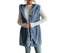 Genérico Womens Sleeveless Sherpa Vest Long Sleeveless Jacket Casual Warm Zip Up Fuzzy Fleece Cardigan Sweater (6,L)