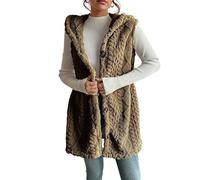 Genérico Womens Sleeveless Sherpa Vest Long Sleeveless Jacket Casual Warm Zip Up Fuzzy Fleece Cardigan Sweater (7,XXL)
