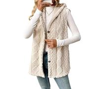 Genérico Womens Sleeveless Sherpa Vest Long Sleeveless Jacket Casual Warm Zip Up Fuzzy Fleece Cardigan Sweater (1,M)