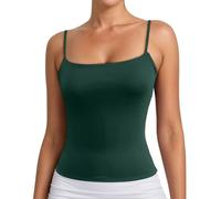 Genérico Women's Slim Fit Camisole Tank Top Casual Summer Sleeveless Stretch Basic For Daily Wear Outfits (Dark Green XL)