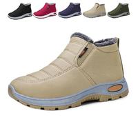 Genérico Women's Snow Boots Warm Sheepskin-Lined Boots, Winter Ankle Comfortable Slip on Short Snow Fur Lined Boots (Khaki,37)