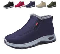 Genérico Women's Snow Boots Warm Sheepskin-Lined Boots, Winter Ankle Comfortable Slip on Short Snow Fur Lined Boots (Blue,43)