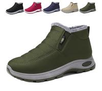 Genérico Women's Snow Boots Warm Sheepskin-Lined Boots, Winter Ankle Comfortable Slip on Short Snow Fur Lined Boots (Green,38)