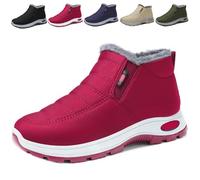 Genérico Women's Snow Boots Warm Sheepskin-Lined Boots, Winter Ankle Comfortable Slip on Short Snow Fur Lined Boots (Red,37)