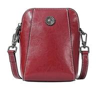 Genérico Women's Soft Leather Mobile Phone Bag Messenger Bag, Soft Leather Mobile Phone Bags, Shoulder Purse for Women (Red)