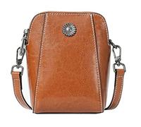 Genérico Women's Soft Leather Mobile Phone Bag Messenger Bag, Soft Leather Mobile Phone Bags, Shoulder Purse for Women (Brown)
