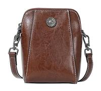 Genérico Women's Soft Leather Mobile Phone Bag Messenger Bag, Soft Leather Mobile Phone Bags, Shoulder Purse for Women (Coffee brown)
