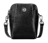 Genérico Women's Soft Leather Mobile Phone Bag Messenger Bag, Soft Leather Mobile Phone Bags, Shoulder Purse for Women (Black)