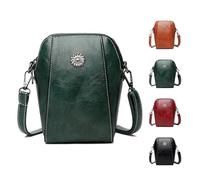 Genérico Women's Soft Leather Mobile Phone Bag Messenger Bags, Mini Messenger Shoulder Purses for Daily Casual (Green)