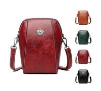 Genérico Women's Soft Leather Mobile Phone Bag Messenger Bags, Mini Messenger Shoulder Purses for Daily Casual (Red)