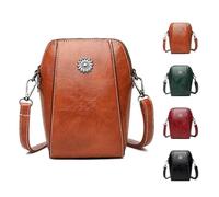 Genérico Women's Soft Leather Mobile Phone Bag Messenger Bags, Mini Messenger Shoulder Purses for Daily Casual (Brown)
