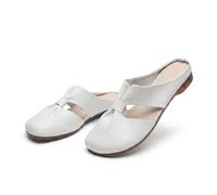 Genérico Women's Soft Sole Knot Mules, Lightweight Round Toe Backless Non-Slip Sandals, Hollow Out Breathable Flats (Beige,40)