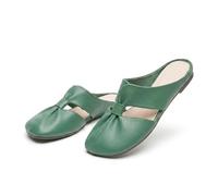 Genérico Women's Soft Sole Knot Mules, Lightweight Round Toe Backless Non-Slip Sandals, Hollow Out Breathable Flats (Green,42)
