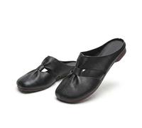 Genérico Women's Soft Sole Knot Mules, Lightweight Round Toe Backless Non-Slip Sandals, Hollow Out Breathable Flats (Black,42)