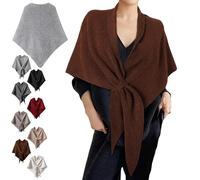 Genérico Women's Solid Color Scarf with Loop Closure, Soft Knitted Blend Scarf Cape, Casual Soft Comfortable Shawl Daily Wear (Brown-A)