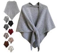 Genérico Women's Solid Color Scarf with Loop Closure, Soft Knitted Blend Scarf Cape, Casual Soft Comfortable Shawl Daily Wear (Grey-A)