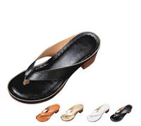 Genérico Women's Solid Color Summer Chunky Heel Sandals, Slip on Open Toe Square Toe Comfortable Heeled Sandals, Heeled Mules for Women Heels, Womens Shoes Wedges for Long Walk Casual Shoe (Black,40)