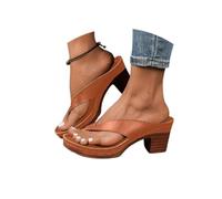 Genérico Women's Solid Color Summer Chunky Heel Sandals Slip On Open Toe Square Toe Comfortable Heeled Sandals Mules (1PCS/B, Adulto, Mujer, 40, Números, Sistema tallas calzado EU, mediano)