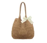 Genérico Women's Straw Beach Bag, Straw Tote Bag Hand-Woven, Large Braided Lightweight Summer Handbag, Boho Chic Basket Bag, Vintage for Travel, Holiday, Shopping (Khaki)