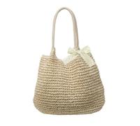 Genérico Women's Straw Beach Bag, Straw Tote Bag Hand-Woven, Large Braided Lightweight Summer Handbag, Boho Chic Basket Bag, Vintage for Travel, Holiday, Shopping (Beige)