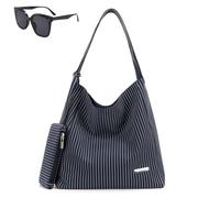 Genérico Women's Striped Casual Shoulder Bag,Lightweight Waterproof Stripe Handbag,Large Capacity Striped Tote Bag