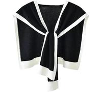 Genérico Women's Stylish Colorblock Shawl, Casual Sweater Shawl Travel Scarf Cape, Knitted Sweater Crochet Coat Short