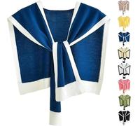 Genérico Women's Stylish Colorblock Shawl, Casual Sweater Shawl Travel Scarf Cape, Knitted Sweater Crochet Coat Short