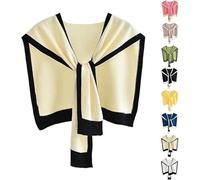 Genérico Women's Stylish Colorblock Shawl, Casual Sweater Shawl Travel Scarf Cape, Knitted Sweater Crochet Coat Short