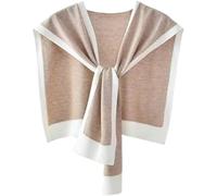 Genérico Women's Stylish Colorblock Shawl, Casual Sweater Shawl Travel Scarf Cape, Knitted Sweater Crochet Coat Short