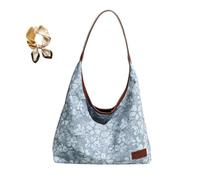 Genérico Women's Stylish Flowers Print Shoulder Bag,Retro Casual PU Handbag,Large Capacity Versatile Underarm Satchel with Pouch