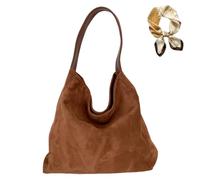 Genérico Women's Suede Hobo Tote Bag, Casual Slouchy Shoulder Bag, Stylish Large Capacity Purse Handbag with Magnetic Closure