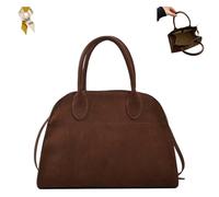 Genérico Women's Suede Purse Vintage Top Handle Bag,Large Suede Capacity Tote Bag,Casual Satchel Bags with Adjustable Strap (Coffee, Small)