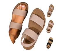 Genérico Women's Summer Fashionable Slip on Slingback Flat Sandals ohemian Trending Casual Comfortable Sandals for Casual Dress Outdoor Beach Travel & Vacation (Beige,41)