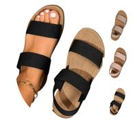Genérico Women's Summer Fashionable Slip on Slingback Flat Sandals ohemian Trending Casual Comfortable Sandals for Casual Dress Outdoor Beach Travel & Vacation (Black,36)