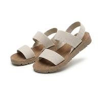 Genérico Women's Summer Orthopedic Flat Sandals, Breathable Open-Toe Elastic Ankle Strap Slingback, Comfortable Casual Walking Shoes for Beach, Vacation, Party, Outdoor & Work (Beige,41)