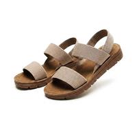 Genérico Women's Summer Orthopedic Flat Sandals, Breathable Open-Toe Elastic Ankle Strap Slingback, Comfortable Casual Walking Shoes for Beach, Vacation, Party, Outdoor & Work (Khaki,44)