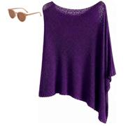 Genérico Womens Summer Poncho Tops,Elegant Lightweight Sheer Open Knit Mesh Shawl,Asymmetric Batwing Knit Crochet Beach Cover