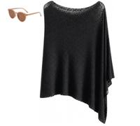 Genérico Womens Summer Poncho Tops,Elegant Lightweight Sheer Open Knit Mesh Shawl,Asymmetric Batwing Knit Crochet Beach Cover