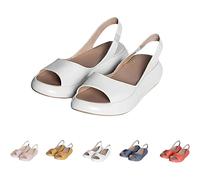 Genérico Women's Summer Sandals Ultra-Comfy Casual Flat Orthotic Slippers for Shoes Platform Sandals Suitable For All Foot Shapes (White,38)