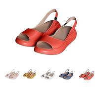 Genérico Women's Summer Sandals Ultra-Comfy Casual Flat Orthotic Slippers for Shoes Platform Sandals Suitable For All Foot Shapes (Red,40)