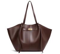 Genérico Women's Tote Bag, Tote Bag Women's Large Shopper Bags with Removable Shoulder Strap, Simple PU Leather Handbags for Work, Shopping, School (Coffee Brown)