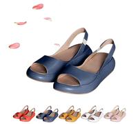 Genérico Women's Ultra-Comfy Casual Flat Orthotic Sandals, Comfy SandalsShock-Absorbing Sole Summer Solid Fish Mouth Open (Blue,41)