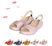 Genérico Women's Ultra-Comfy Casual Flat Orthotic Sandals, Comfy SandalsShock-Absorbing Sole Summer Solid Fish Mouth Open (Pink,37)