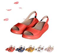 Genérico Women's Ultra-Comfy Casual Flat Orthotic Sandals, Comfy SandalsShock-Absorbing Sole Summer Solid Fish Mouth Open (Orange,36)