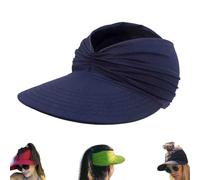 Genérico Women's UPFs 50+ Protections Sun Visors Hat,Wide Brim Lightweight Foldable Ponytail Cap,Summer UV Protections Beach Cap (Blue 2)